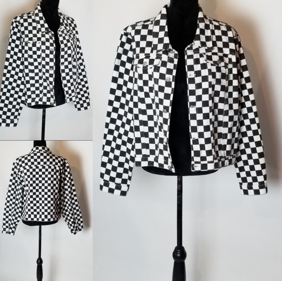 Jackets & Blazers - Checker Jean Jacket